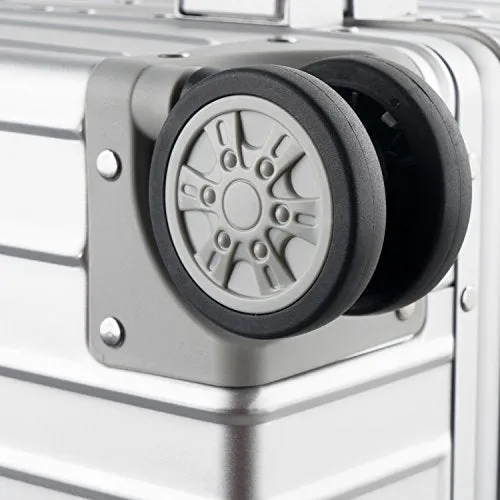TRAVELKING All Aluminum Luggage Hard Shell Suitcase with Wheels Carry On Spinner Suitcase (Silver 20 Inch)
