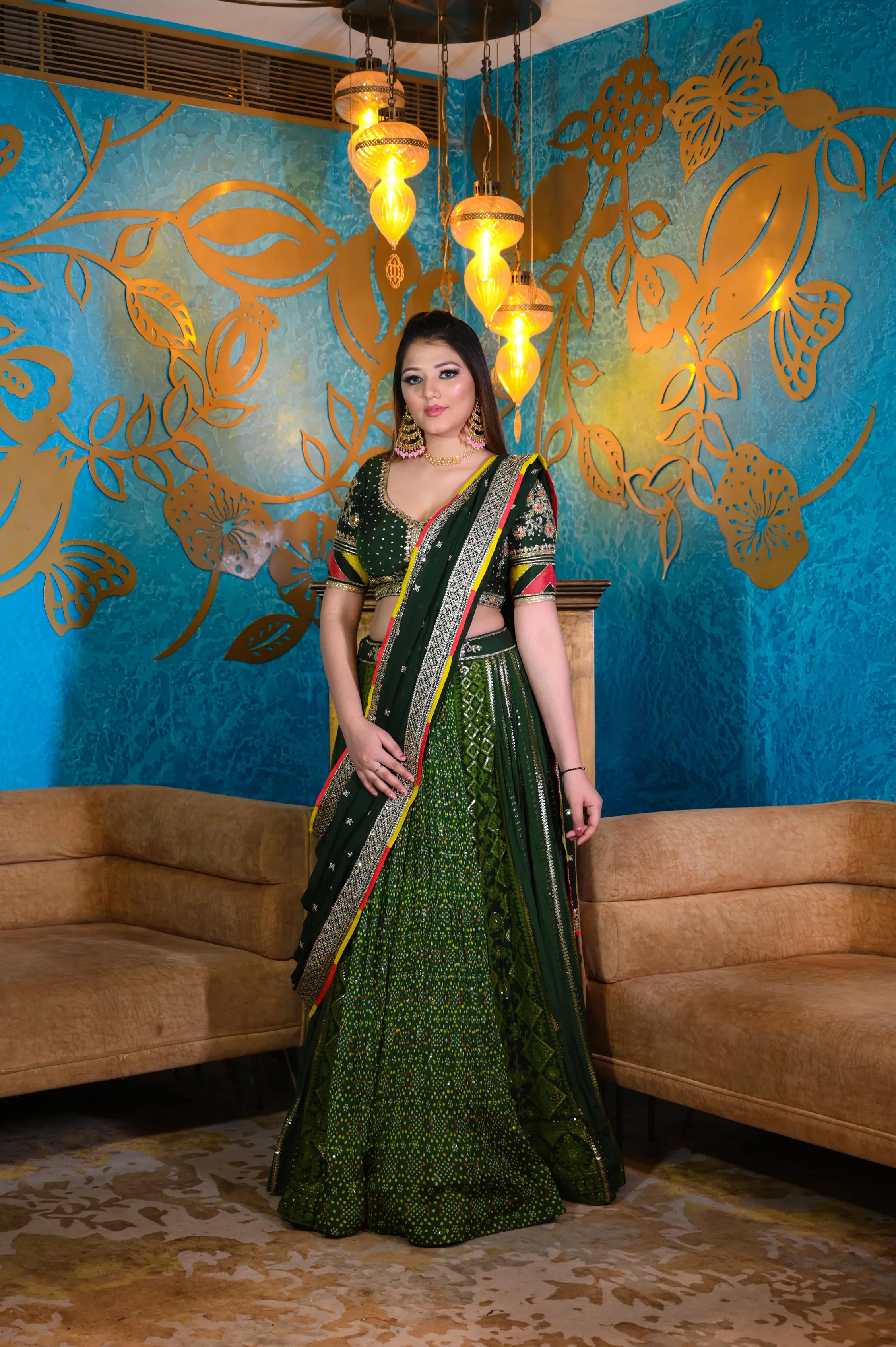 Trendy Green Color Lehenga Set for a Fashion-Forward Look