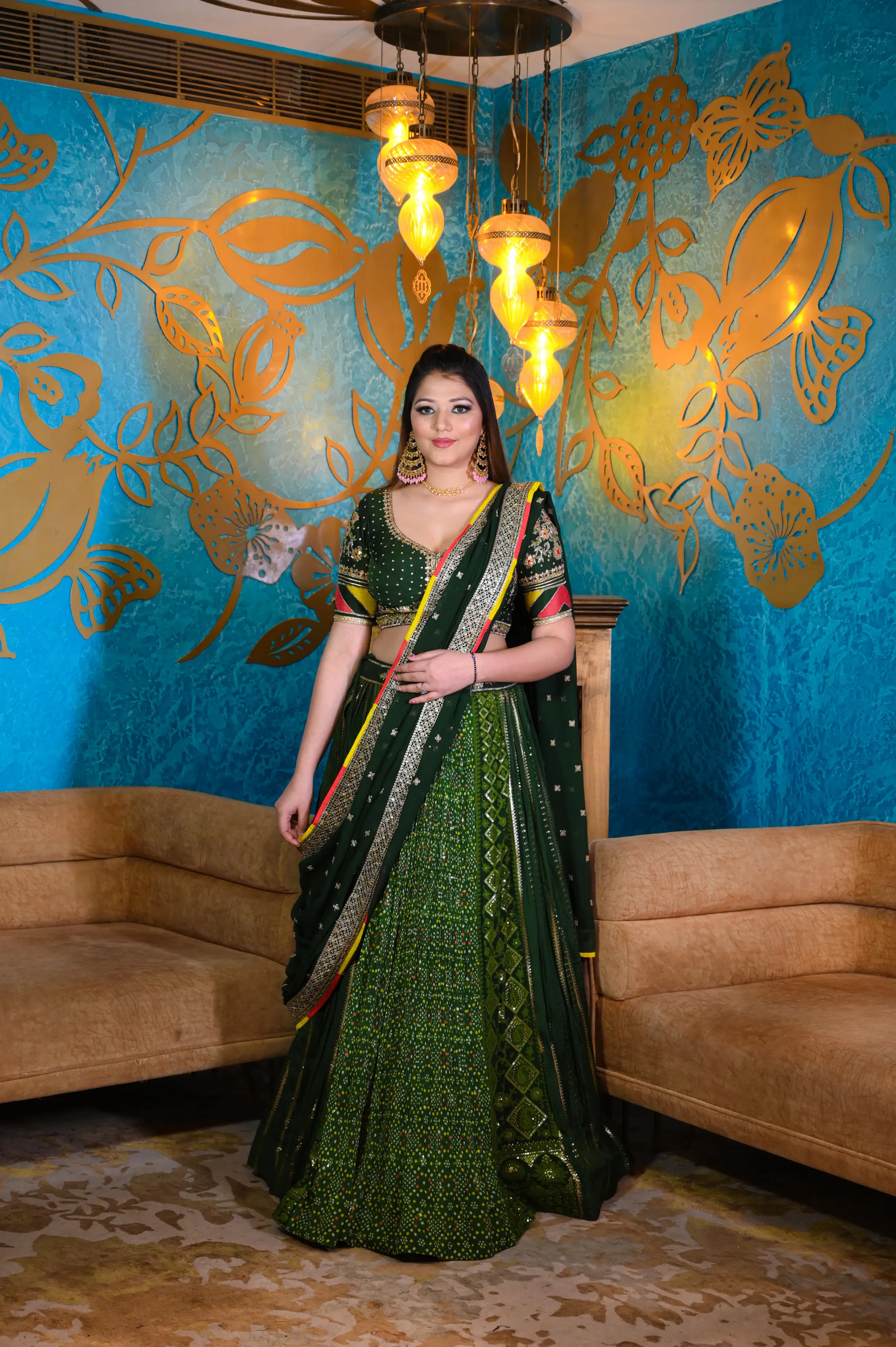 Trendy Green Color Lehenga Set for a Fashion-Forward Look