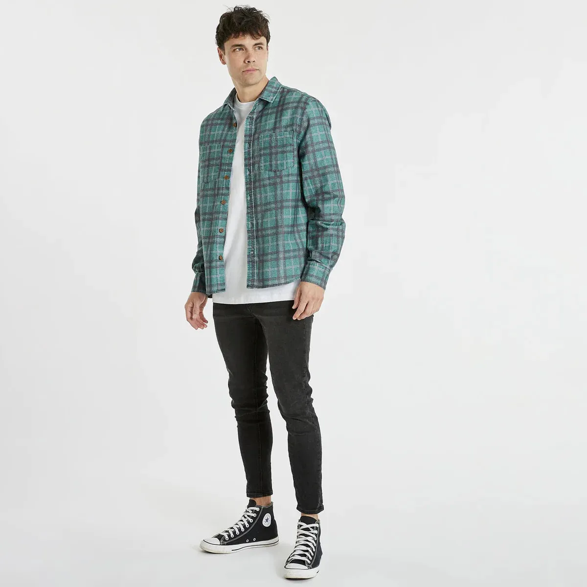 Trusted Casual L/S Shirt - Silver Pine Check