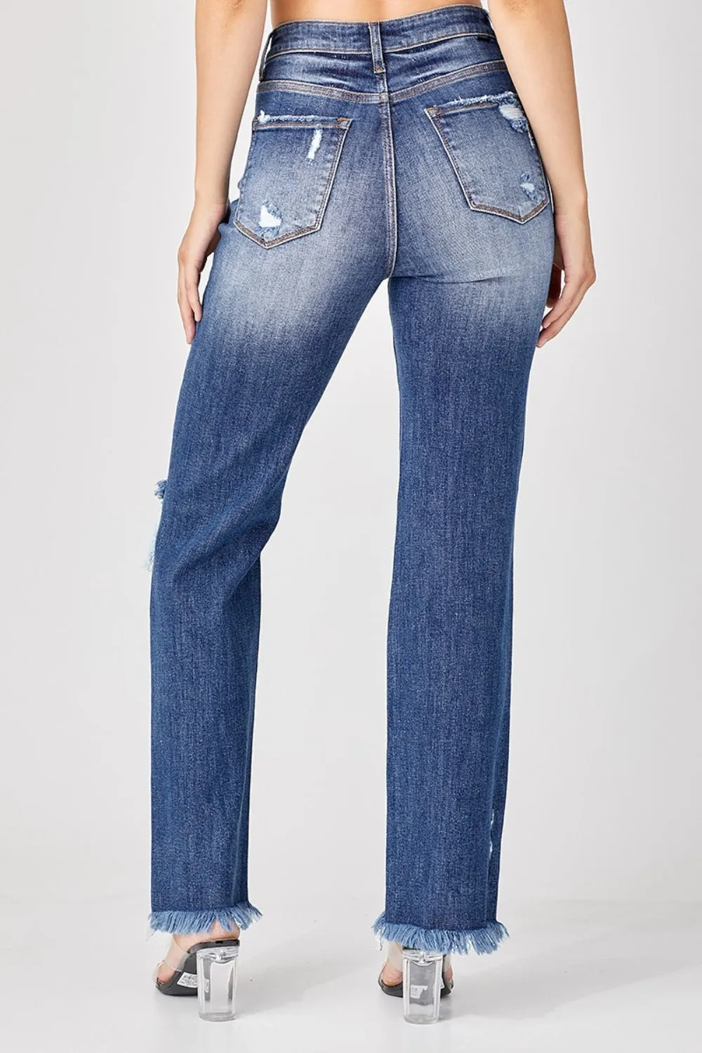 Urban Chic: Risen Raw Hem Distressed Straight Jeans