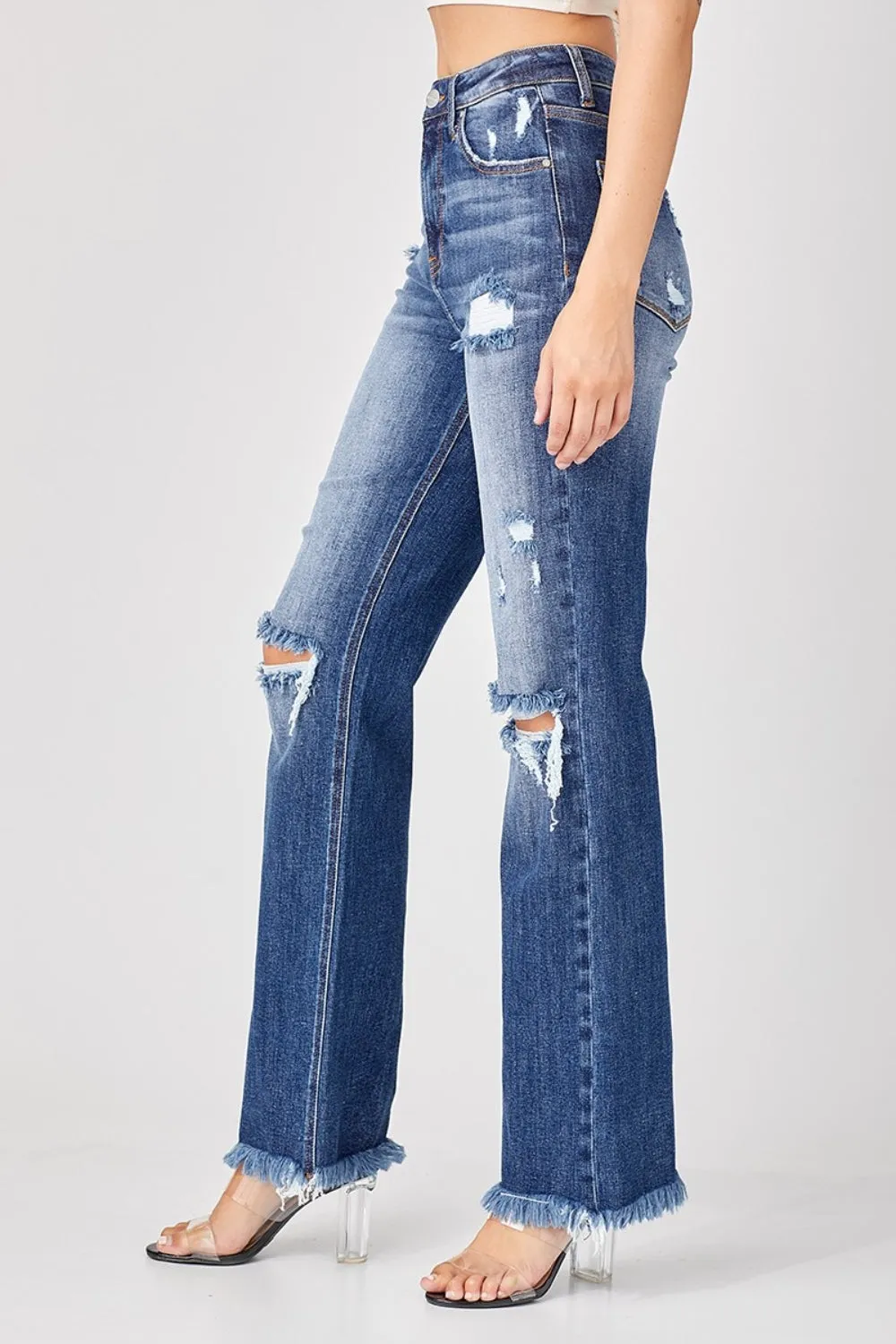 Urban Chic: Risen Raw Hem Distressed Straight Jeans