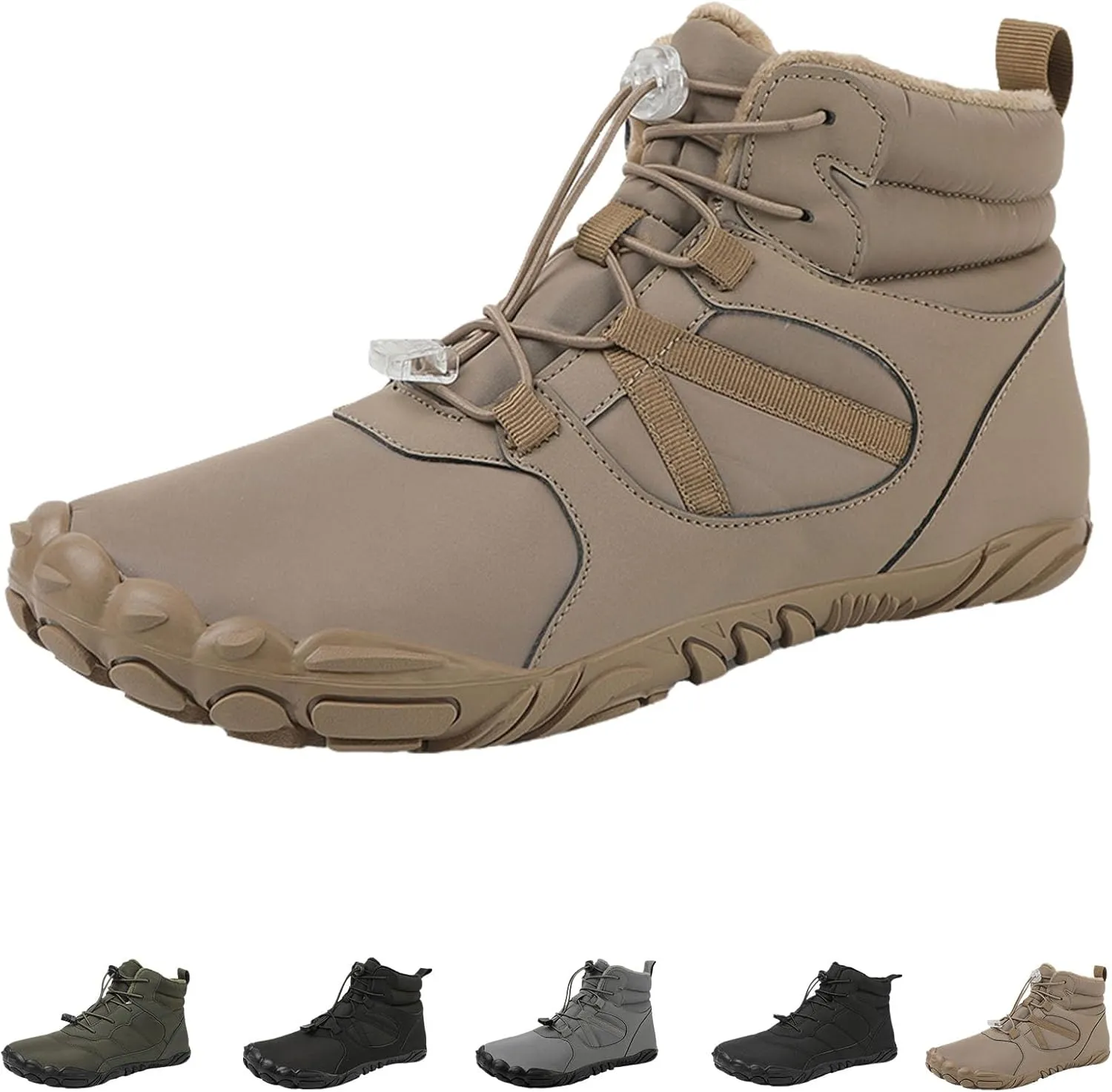 Winter Men's Women's Barefoot Shoes, Hiking Barefoot Winter Boots, Zero Drop Sole Trail Running Shoes Wide Toe Shoes