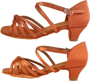 Women Latin Dance Shoes, Professional Ballroom Salsa Practice Performance Dancing Shoes, Women Ballet and Dance Shoes for Women Girl, Brown (36)