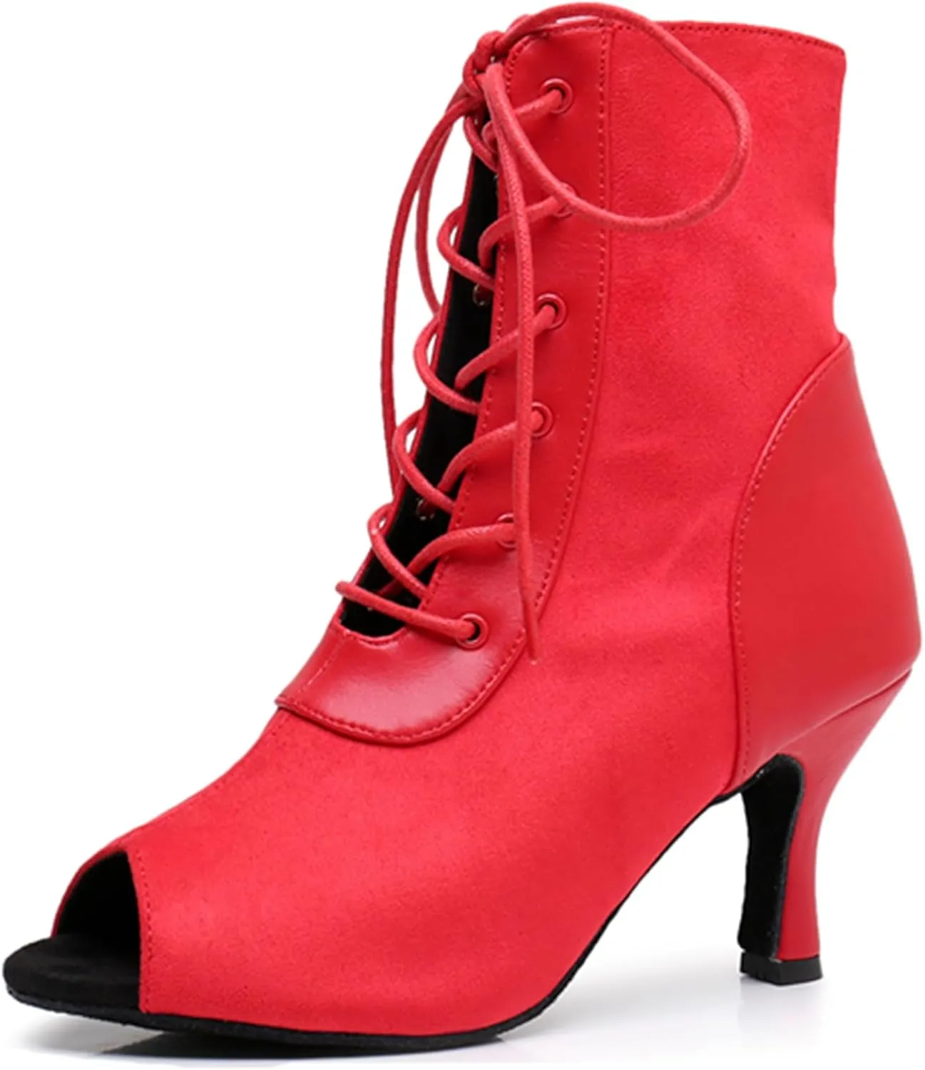 Womens Girls Professional Dance Shoes Lace-up Latin Tango Ballroom Boots Party Prom Ankle Booties X3211