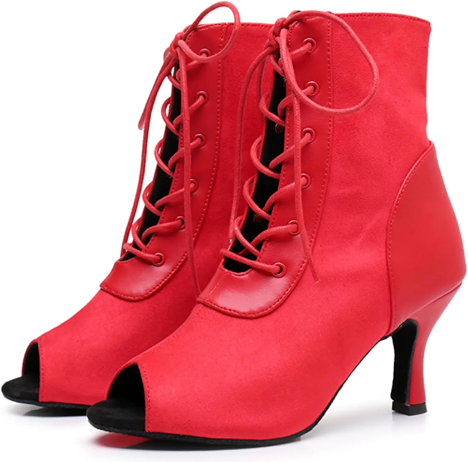Womens Girls Professional Dance Shoes Lace-up Latin Tango Ballroom Boots Party Prom Ankle Booties X3211