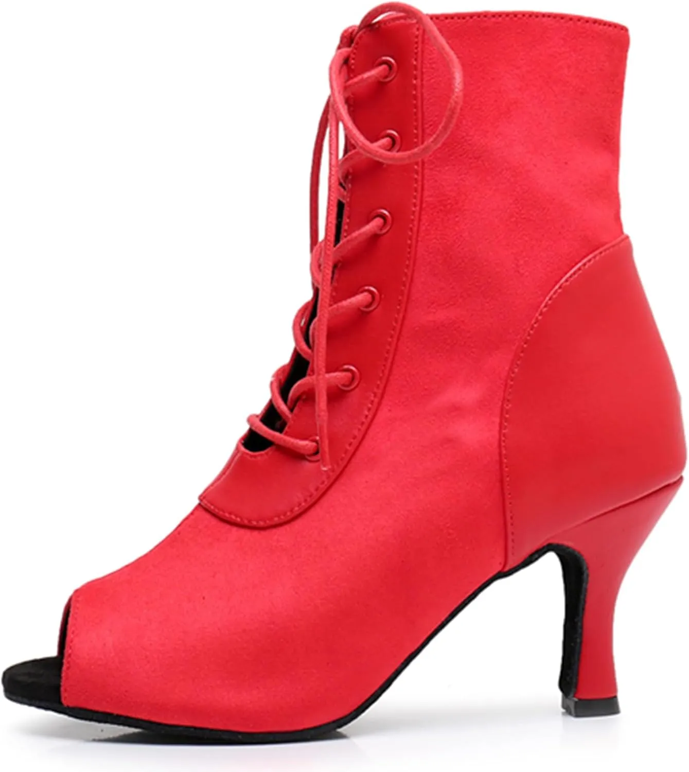 Womens Girls Professional Dance Shoes Lace-up Latin Tango Ballroom Boots Party Prom Ankle Booties X3211