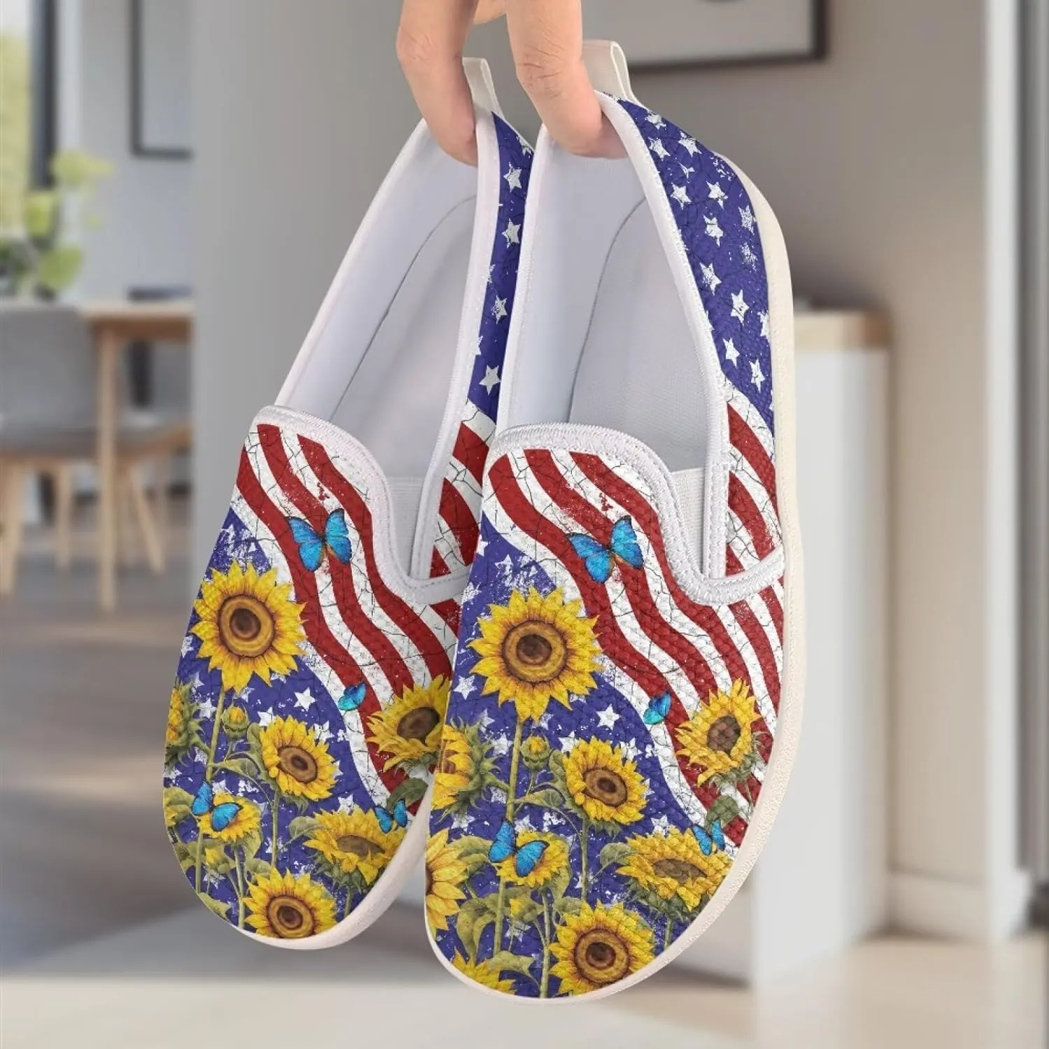 Women's Shoes Flats Casual Walking Tennis Shoes for Women Comfy Mesh Womens Slip On Shoes Casual Wide Ladies Non Slip Shoes