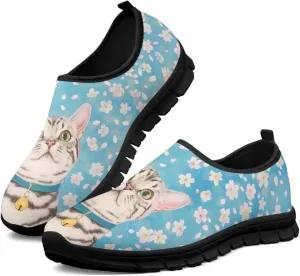 Womens Slip On Walking Shoes Lightweight Tennis Sneakers Breathable Non Slip Outdoor Work Shoe for Travel Party Size 5.5-11.5 Black Sole
